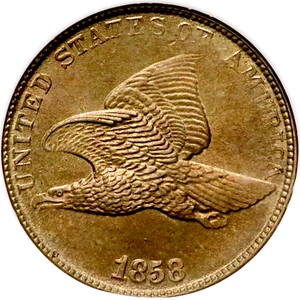 1858/7 Flying Eagle Cent - NGC MS 64 - Old Holder - RARE OVERDATE!   CC269 - Picture 1 of 18