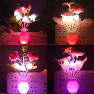 4 Pack Plug in Mushroom Night Light, Rose Clove Flowers Mushrooms Colors Changin - Picture 1 of 12