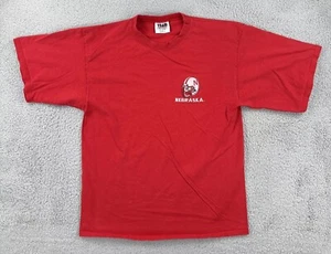 Vtg Team Edition Apparel Red L T Shirt Made In USA Embroidered Nebraska Football - Picture 1 of 14