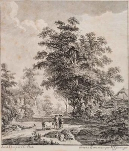 PFENNINGER (*1739) nach ABERLI (*1723), Bauernpaaar mit Kuh in Landschaft, KSt. - Bild 1 von 4