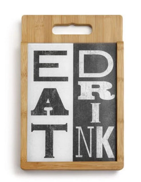 Eat Drink Wood and Glass Cutting Board Set Demdaco 1004180058 - Image 1 of 3