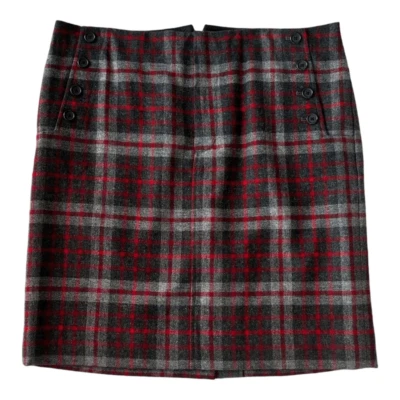 Gap Women's Plaid Winter Wool Blend Fall Red Black Pencil  Skirt Size 12 - Image 1 of 4