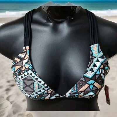 Новый с Ярлыками бонго смесь и матч треугольник бикини плавать верхний геометрический черный бирюзовый размер XL - Изображение 1 из 4