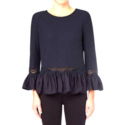 Seed Women Top Navy Blue Size S Business Formal Casual Shirt Cotton - image 1 of 4