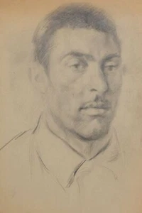 Antique pencil drawing handsome male portrait - Picture 1 of 10
