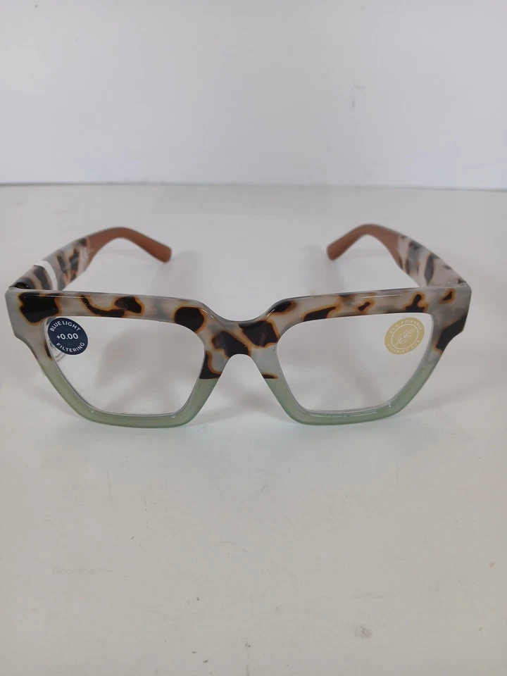Peepers Reading Glasses 0.00 Take a Bow Chai Tortoise Green Blue Lt Filter