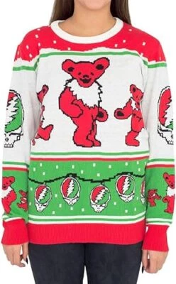 Adult Unisex Dead Bears Steal Your Face Ornaments Ugly Xmas Halloween Sweater - Image 1 of 4
