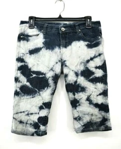 Touch Me Juniors Medium Denim Acid Wash Button & Zip Cotton Stretch Capris 7/8 - Picture 1 of 7