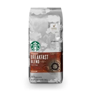 STARBUCKS   BREAKFAST BLEND MEDIUM ROAST GROUND COFFEE -18oz BAG - PACK OF 2 - Picture 1 of 2