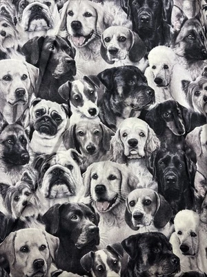 Dog Breeds Fabric Elizabeth’s Studio Grayscale Pets 1 Yard - Image 1 of 2
