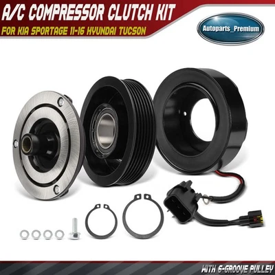 Kit de embrague compresor de aire acondicionado con polea de 6 ranuras para Kia Sportage Hyundai Tucson Foto 1 de 4