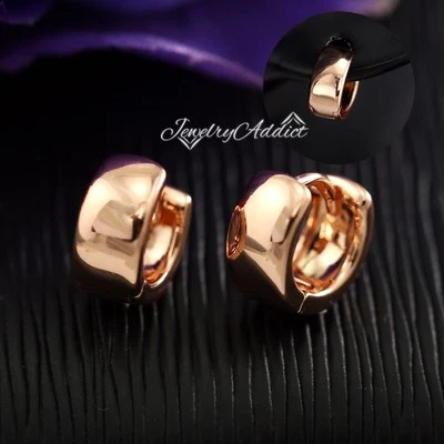 Women Kids Mens 9CT ROSE GOLD GF 5MM Plain BAND MINI 9mm HOOP SLEEPER EARRINGS Foto 1 de 4