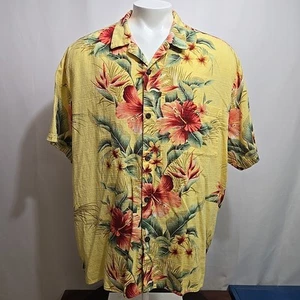 Vintage Hilo Hattie Hawaiian Shirt Mens Size 4XL Yellow Hibiscus 100% Cotton USA - Picture 1 of 7