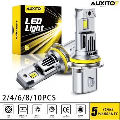 Faróis AUXITO 9007 Super LED brilhantes 100W 10000LM feixe alto baixo 6500K branco - Imagem 1 de 4