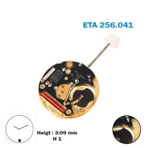 Movimiento ETA 256.041 Hecho en Suiza-2 Manecillas-Disco de Fecha Negro a 6-H:3.09mm-6 Joyas - Imagen 1 de 4