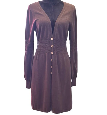 Cárdigan Suéter Chelsea y Violeta Marrón Tejido Con Botones Manga Larga Cuello en V Mediano Foto 1 de 4