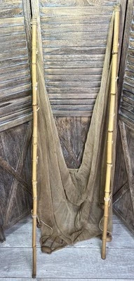 Auténticas postes de bambú red de pesca red de peces de sena decoración náutica antigua vintage Foto 1 de 4