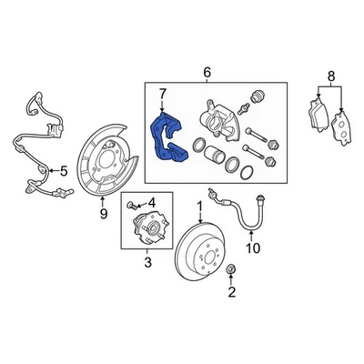 For Toyota RAV4 2008-2011 Toyota 4782242061 Rear Left Disc Brake Caliper Bracket - Imagem 1 de 3