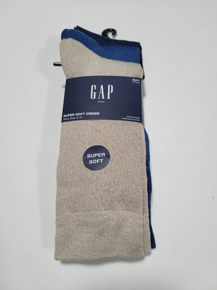 Gap Mens Socks Package 3 Prs  Multi color  Super Soft Crews Casual Dress SZ 6-12 - Image 1 of 4