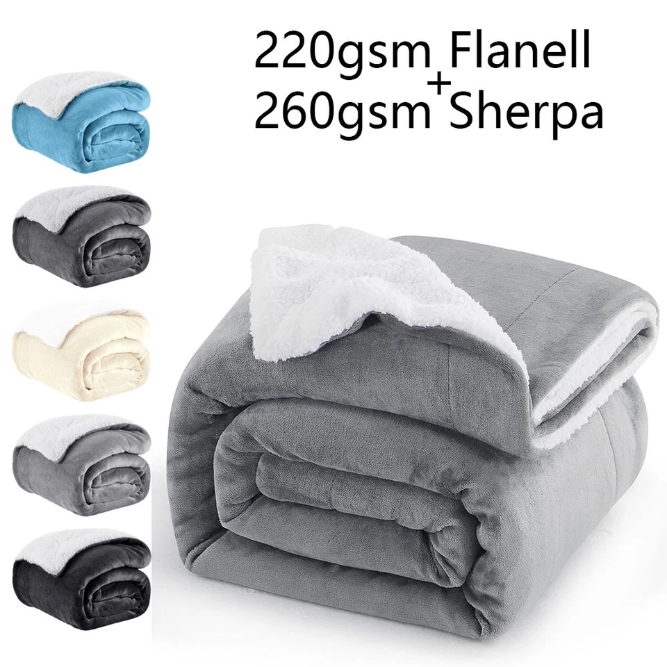 Sherpa Fleece Verstärkte Plüschdecke Hautfreundlich & Weich Schlafen & Sofa nutz - Bild 1 von 4