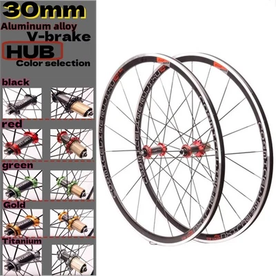 Juego de ruedas de freno en V de alta calidad 700C profundidad 30 mm 6 garras HUB juego de ruedas de bicicleta de carretera Foto 1 de 4