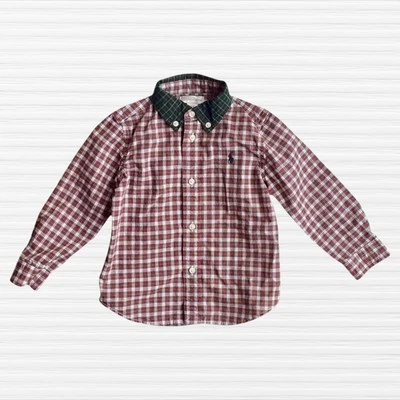 Ralph Lauren Baby Boys Button-Up Shirt Red Green Plaid Long Size Sleeve 24M - Изображение 1 из 4