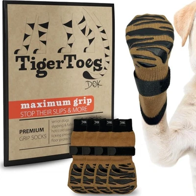 Calcetines antideslizantes Tiger Toes para perros/agarre extra/XXL bronceado caramelo nuevos en caja Foto 1 de 4
