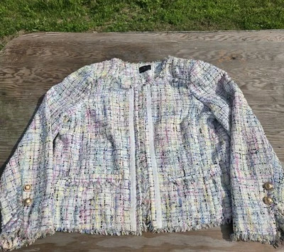 Blazer Worthington Mujer Manga Larga Blanco Multicolor Talla GRANDE Almohadillas para el Hombro Foto 1 de 4