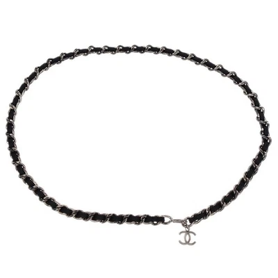 Chanel Silver Black CC Chain Belt 96P Small Good 144864 - Image 1 of 4