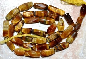 Cuentas de piedras preciosas baguette facetadas ojo de tigre 11-8 mm x 4-5 mm 14" str- precioso - Imagen 1 de 1