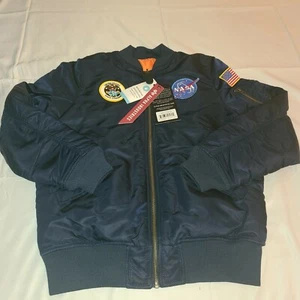  Alpha Industries Jacket Youth large 14/16  Blue Orange NASA Reversible Coat - Picture 1 of 12