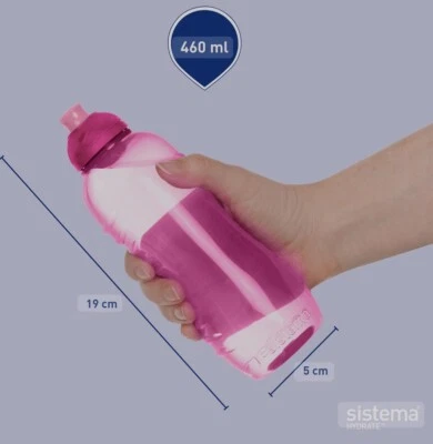 Sistema Twist Sip Squeeze Water Drink Juice Bottle School Office Work Gym 460ml - Image 1 of 2