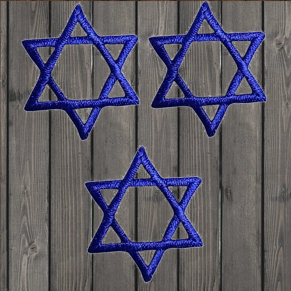 Blue Star of David Embroidered Patch — 3-Pack — Iron On - Image 1 of 1