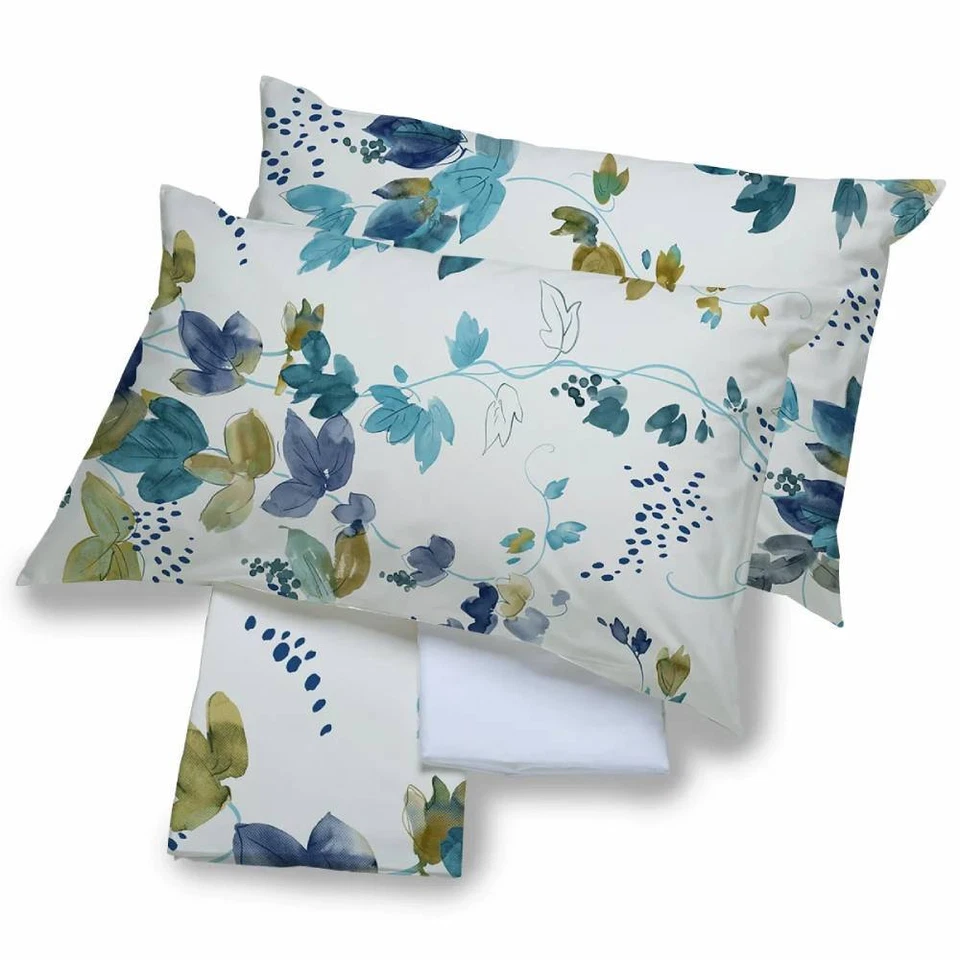 Lenzuola in flanella completo HAPPIDEA Lia fiori azzurri - Immagine 1 di 1