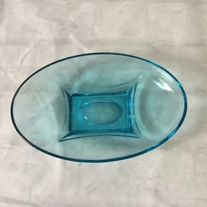 Vintage Hasel Atlas Glas Schale Capri blaue Farbe Kolonie Muster Mid Century 60er - Bild 1 von 10