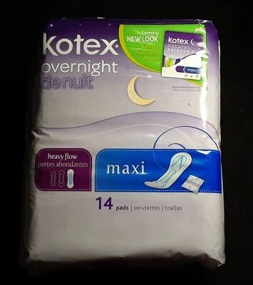 Винтажный 2004 - 2010 Kotex ночь макси подушечки запечатанный упаковка - редкая упаковка! - Изображение 1 из 3