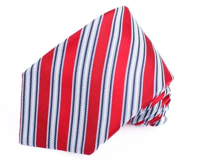 Corbata Club Room Repp para hombre roja blanca azul con rayas 59"L x 3,25" Foto 1 de 4