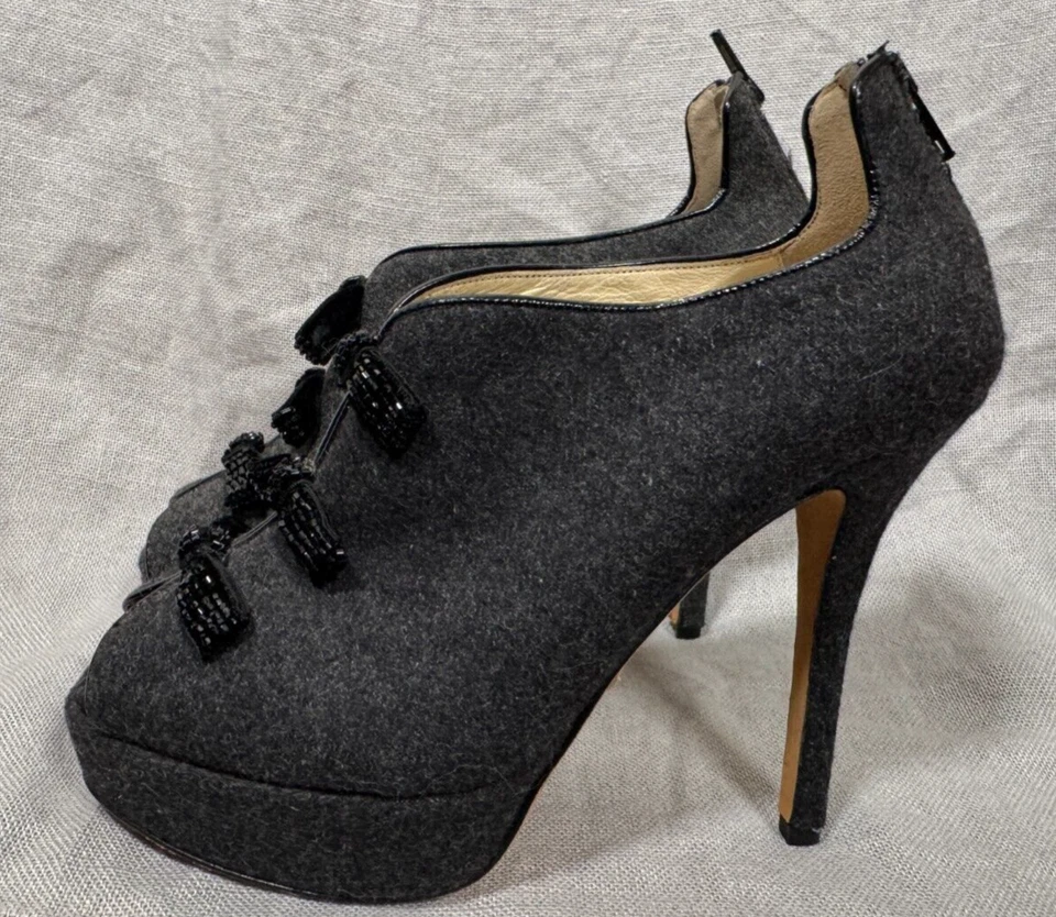 Bettye Muller Tacones Mujer Gris Fieltro Plataformas Zapatos Cremallera Trasera Talla 37 Italia Foto 1 de 4