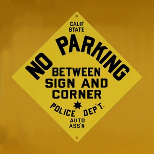 VINTAGE SOUTHERN CALIFORNIA AUTO CLUB PORCELAIN SIGN YELLOW NO PARKING GAS OIL - Picture 1 of 2
