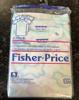 Paquete de 2 camisas sin cordones Fisher Price/Dundee 1994 de colección grandes EE. UU. 27-32 libras nuevas Foto 1 de 4