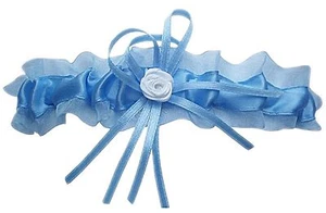 Satin Strumpfband Braut blau hellblau mit Satinröschen Schleifchen Hochzeit NEU - Bild 1 von 2