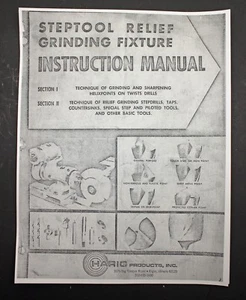 Harig Products Steptool Relief Grinding Fixture Instruction Manual Grinder - Picture 1 of 2