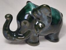 Elephant Figurine Drip Glaze Red Ware Green Mid Century 