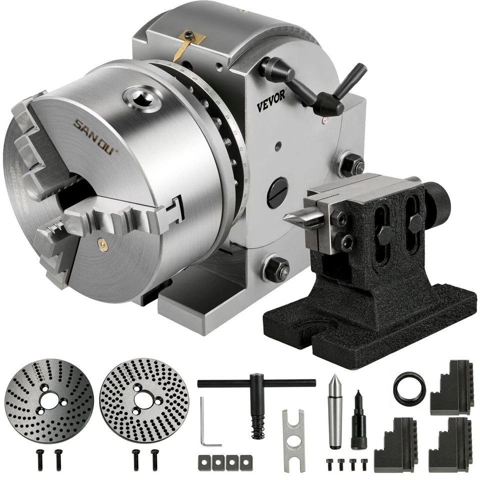 VEVOR 3-Jaw Chuck Semi Universal Milling Set with 6" BS-1 Dividing Head Set