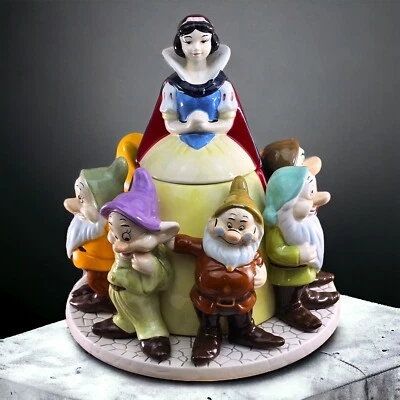 Disney Snow White Seven 7 Dwarfs Cookie Jar Extra LRG Heavy Rare Nostalgia READ - Image 1 of 4