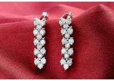 2Ct Round Cut Vvs1/D Diamond Drop & Dangle Earring's Solid 14K White Gold Plated