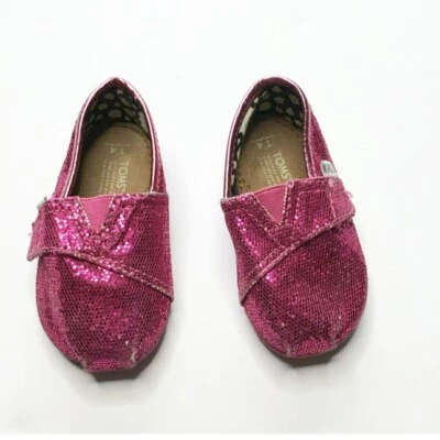 Toms Pink Glitter Flats size 4 - Image 1 of 4