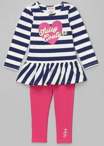 Túnica y leggings Juicy Couture a rayas marinas talla 2T 4 5 6 precio de venta sugerido por el fabricante $70 nuevos con etiquetas - Imagen 1 de 1