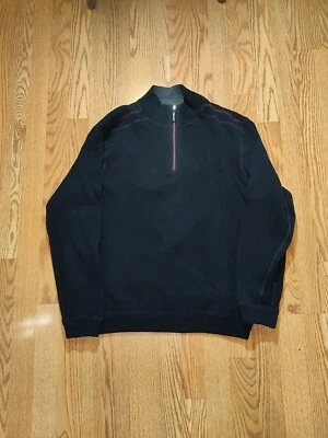 Suéter de Colección Tommy Bahama 1/4 Cremallera Cuello Para Hombre Talla Grande Negro Reversible Foto 1 de 4