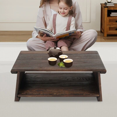 Japanese Tatami Table Folding Meditation Table Floor Tea Table Brown 7.9" Height - Image 1 of 4